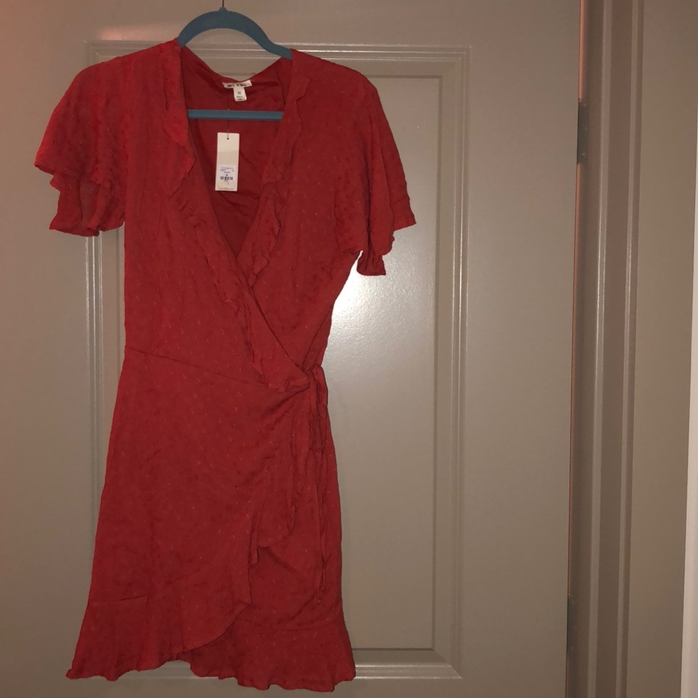 Burnt orange wrap dress